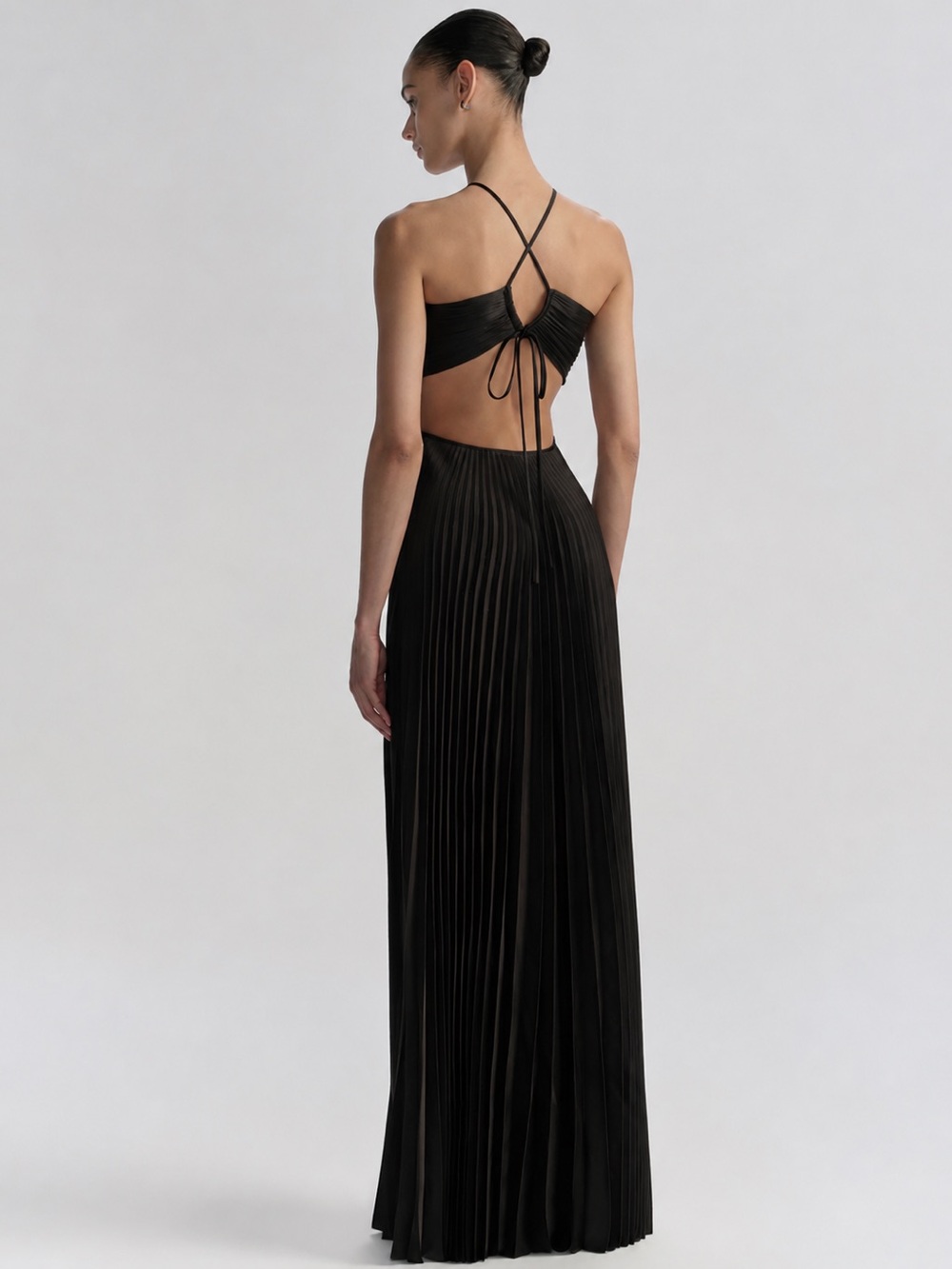A.L.C Moira Satin Pleated Maxi Dress - Picture 3 of 3